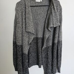 Chic Black and Gray Open Front Cardigan